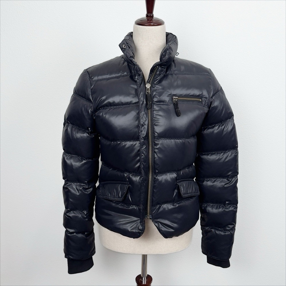 Lucky Brand Jacket Womens XS Navy Blue Down Filled Quilted Puffer Winter Warm